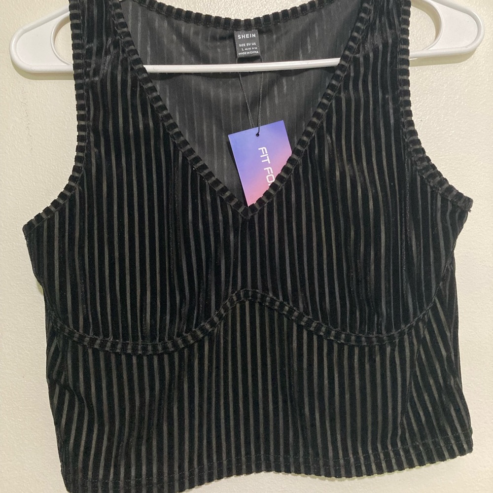 Black ribbed crop top from Shein